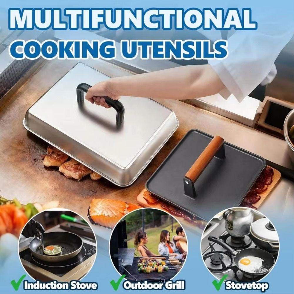 S/M/L/XL Nerezová obdélníková poklička na roztavení sýra a potírání pokrmů Teppanyaki