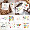 50PCS Creative Colorful Happy Birthday Cards Paper Sqaure Greeting Cards Balloon Dots Pattern Blank Back Message Cards Package