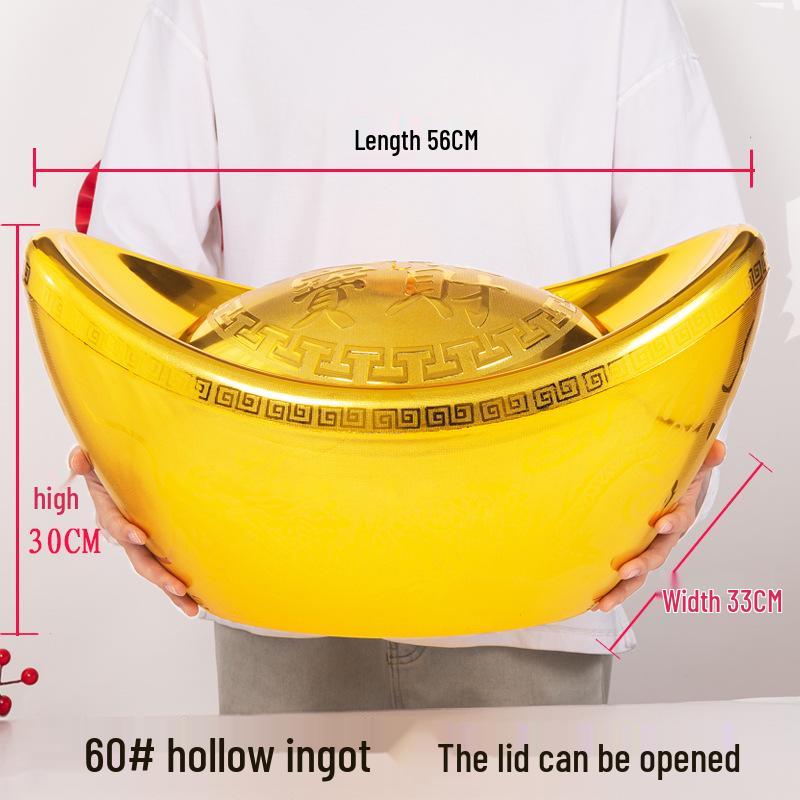 Feng Shui Gold Ingot Ornament for Wealth: New Year Hollow Plastic Candy Box Decor