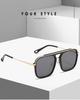 3184 Große quadratische Metallrahmen-Sonnenbrille mit Doppelsteg, UV-Schutz, Braun, Europäischer Stil für Damen und Herren