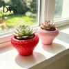 Unique Home Office Decor Strawberry Succulent Planter Pot, 3D Printed Cute Shape Small Plant Mini Ceramic Style Decorative Flower Pot for Cactus Herb,