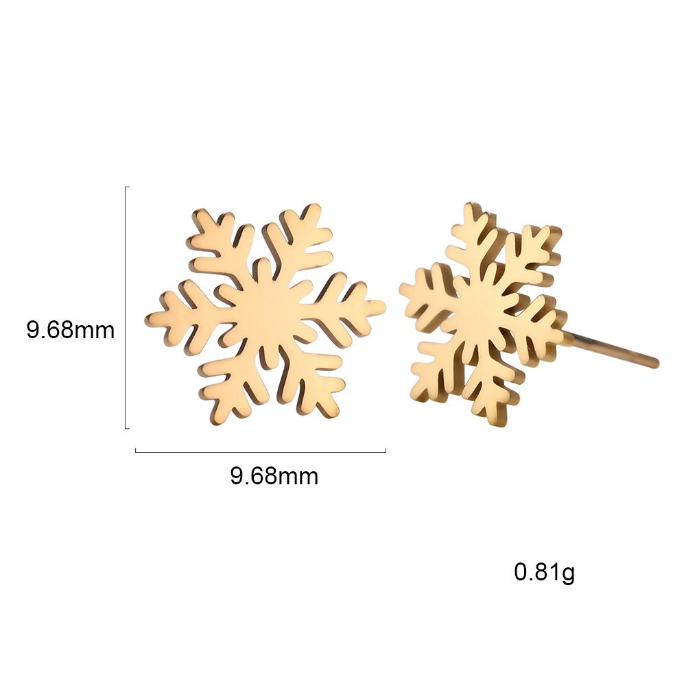 Snowflake Tree Elk Jingle Bell Stud Earring Women Stainless Steel Gold Earrings Jewelry Valentine Gift