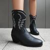 Cowboy Winter Boots for Women Ankle Boots Wide Calf Leather Heels Shoes 2025