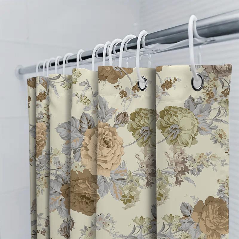 Chic Floral Shower Curtain Elegant Bathroom Decoration With Greenery Rustic Flowers For Home Bathrooms