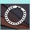 Vintage Classic Simple Flat Curb Cuban Chain Bracelet Punk Gothic Jewelry