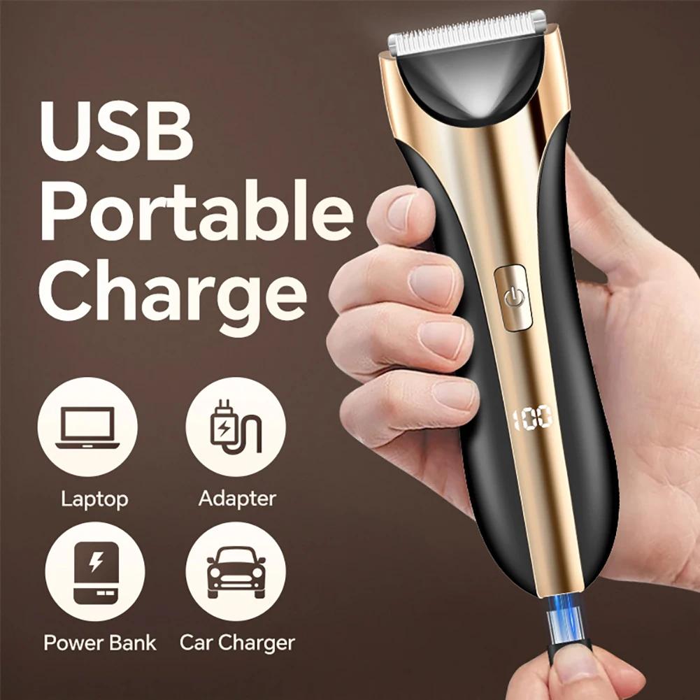 Intimate Pubic Hair Removal for Men Electric Groin Trimmer Male Shaver for Sensitive Areas Waterproof Safety Razor Body Hair