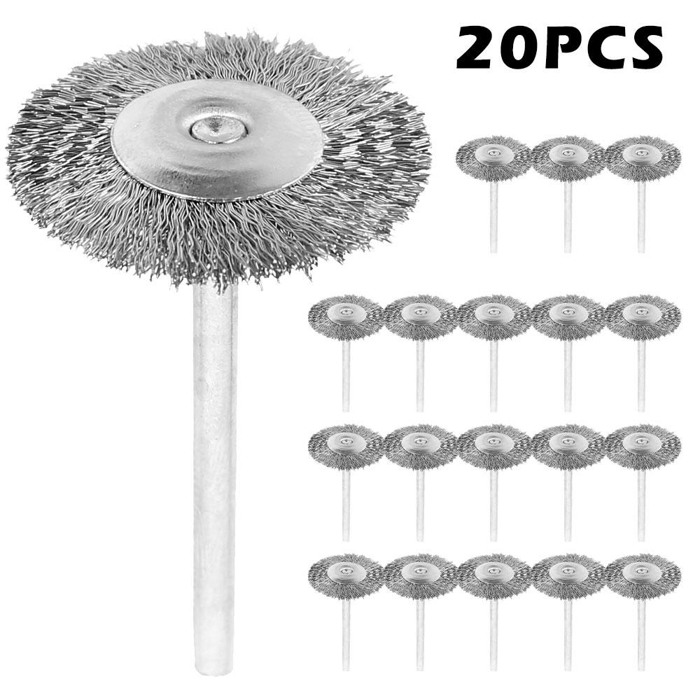 60PCS Wire Brass Wheel Brush for Dremel Rotary Tool Drill Bit Metal Rust Removal Polishing Brush Deburring T Shape Wheel Brush