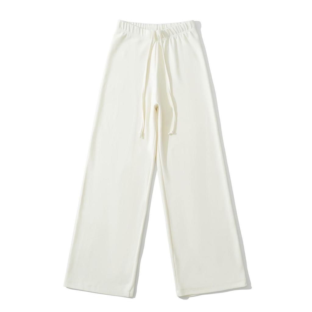 American Style Low Waist Wide Leg Drawstring Pants - Casual, Loose, Floor-Length Sportswear