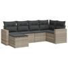 6-teiliges Gartensofa-Set mit Kissen Hellgrau Poly-Rattan