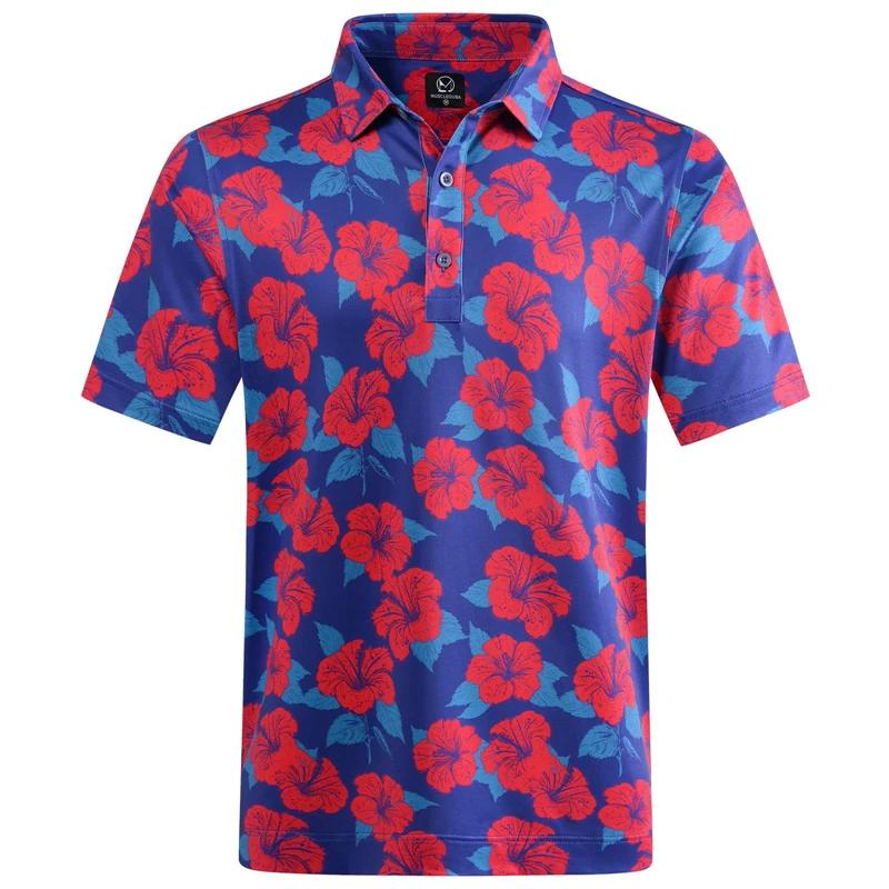 Hawaiian Plants Polo Shirt Man Summer 3D Print Leaves Flower Short Sleeve Golf Polo Shirts Oversized Street