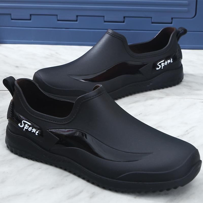 Low-top rain shoes waterproof and non-slip water shoes male adult warm waterproof shoes shallow mouth non-slip rubber shoes