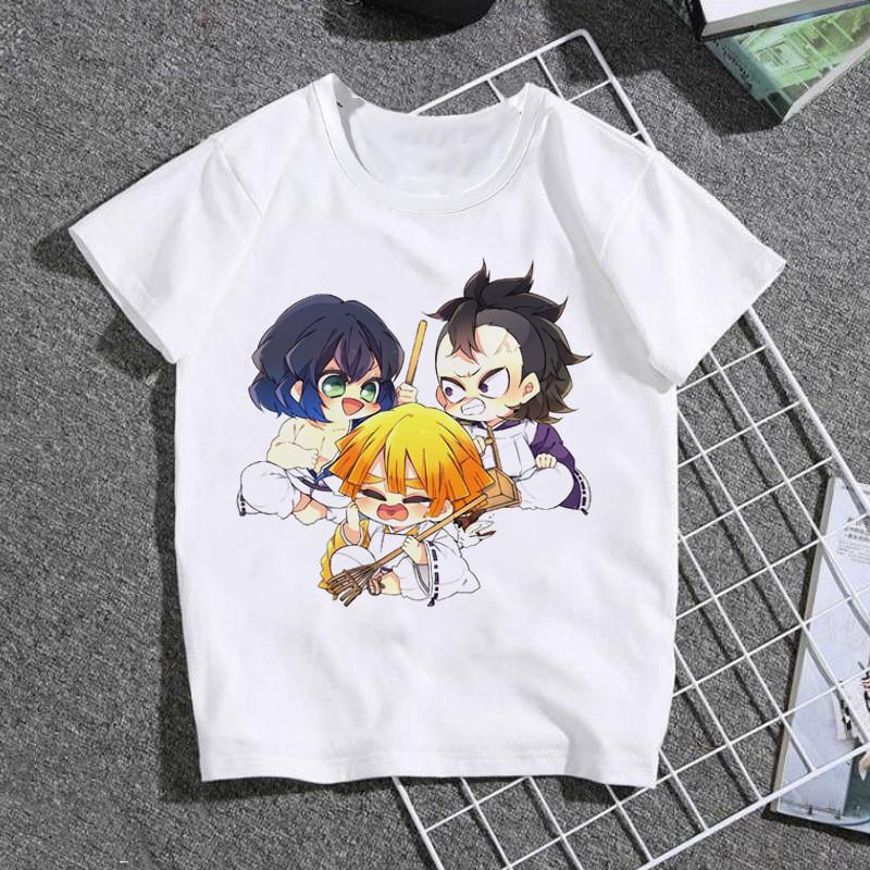 Fashion Cartoon Demon Slayer Anime Kimetsu No Yaiba Print Kids T-Shirt Summer Tees Loose Short Sleeve Women Tops Female Clothes