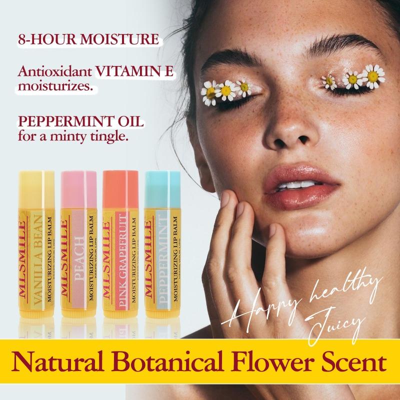 4 Lip Balm Set Lip Care with Vitamin E Fruity Moisturizing Lip Balm