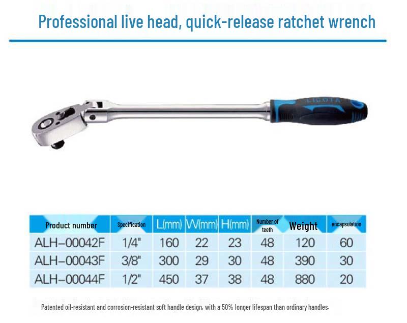 LICOTA USA Adjustable Quick Release Ratchet Wrench ALH-00042F