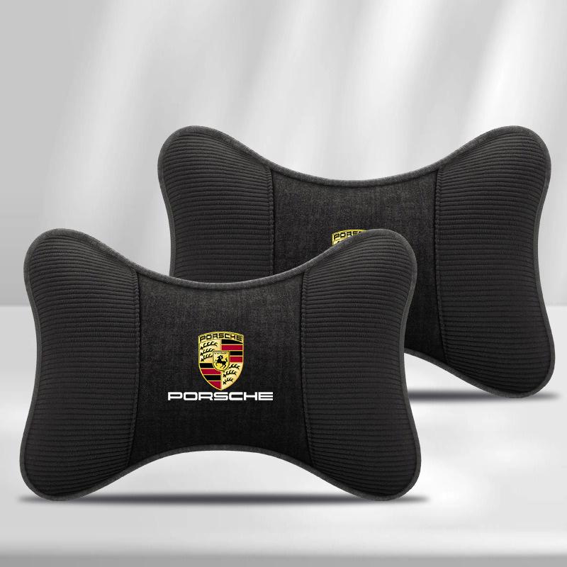 Car Seat Headrest Neck Support Pillow Soft Pad For Porsche Panamera Carman Macann Bobst Cayenne 911 981 991 970 996 Sticker
