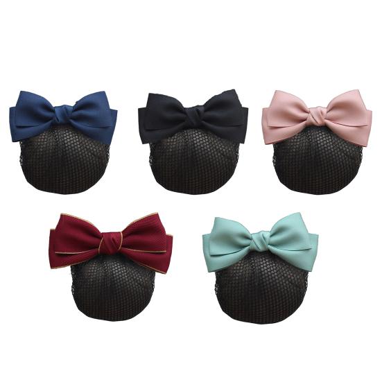 Hair Clip Satin Bowknot Decor Hair Net Bank Worker Hair Clip Versatile Hair Decoration Hair Accessory