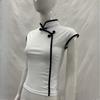 European and American Summer Retro Chinese Style Niche Buckle Women's Slim Fit Cheongsam Collar Top
