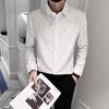 Men Shirt Sequin Star Color Matching Long Sleeve Single Breasted Patchwork Slim Fit Cardigan Turn Down Collar Soft Breathable Mid Length Men Top