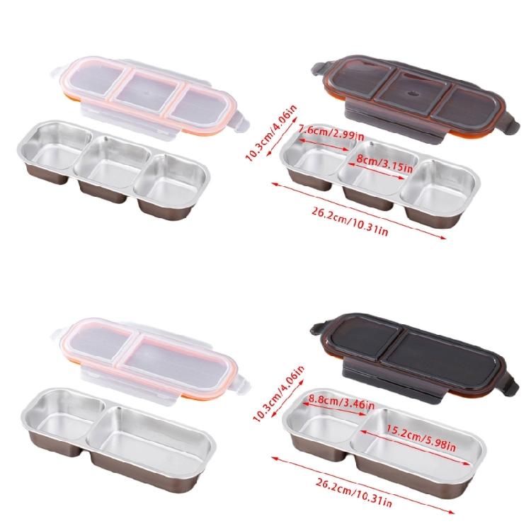 Mulftiunctional Stainless Meal Box With Separate Food Sections With  Lid Dishwasher Safe   For Travel School