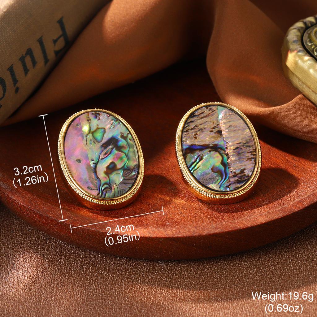 Court Style Niche Abalone Shell Stud Earrings French New Temperament Earrings Retro Geometric Diamond-set Premium Earrings