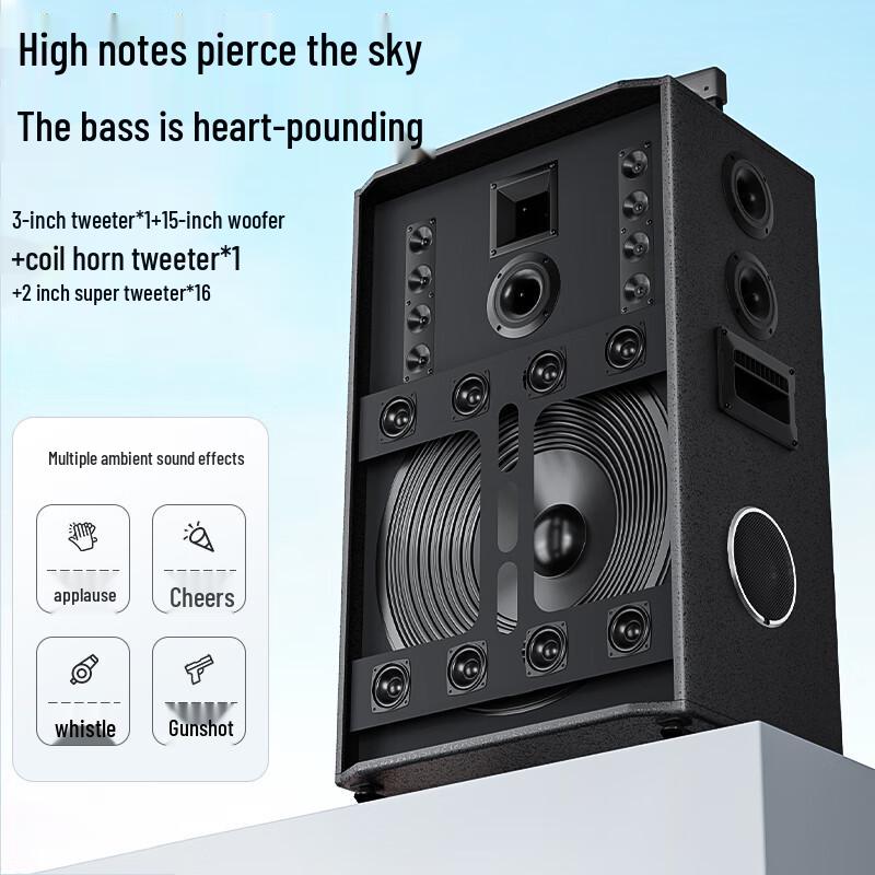 Newsmy N538 15-inch Portable Bluetooth Trolley Speaker CN plug (adapter included) (CN version)