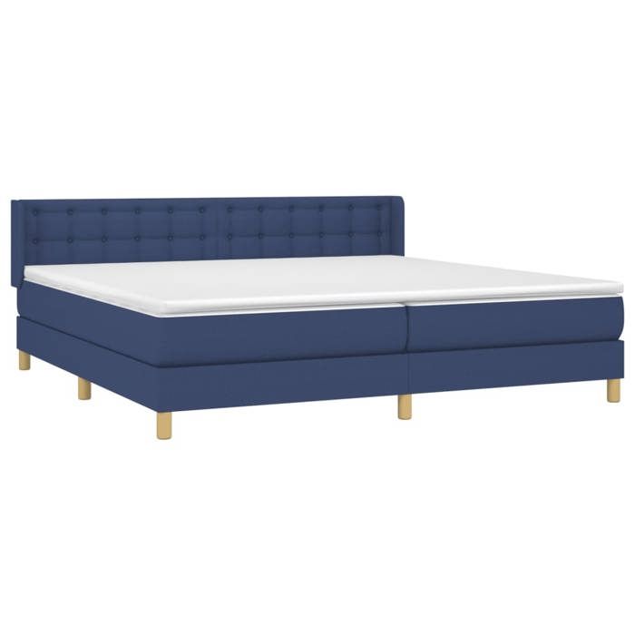 3130615 vidaXL Lit à sommier tapissier avec matelas Bleu 180x200 cm Tissu