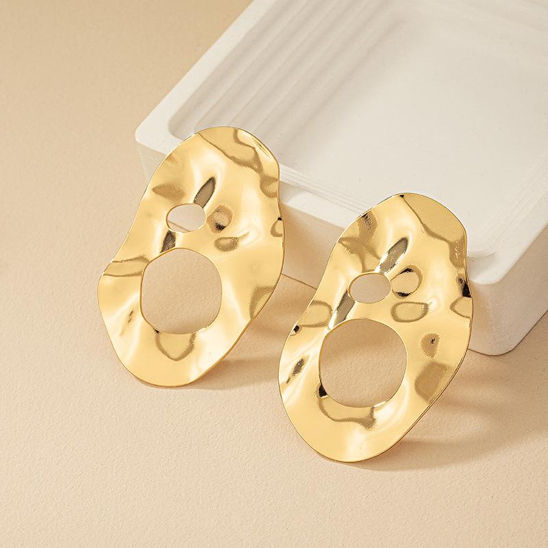 Korean Style Retro Round Stud Earrings - Irregular Design for Women