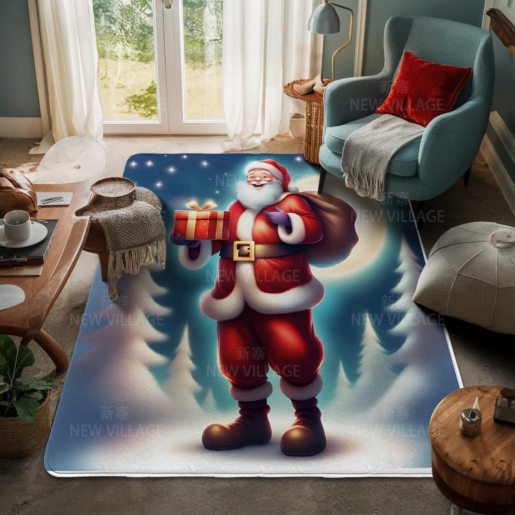 House Entrance Carpet Home Door Mat Living Room Bath Foot Bathroom Non-slip Water Absorption Rugs Bath Merry Christmas Winter
