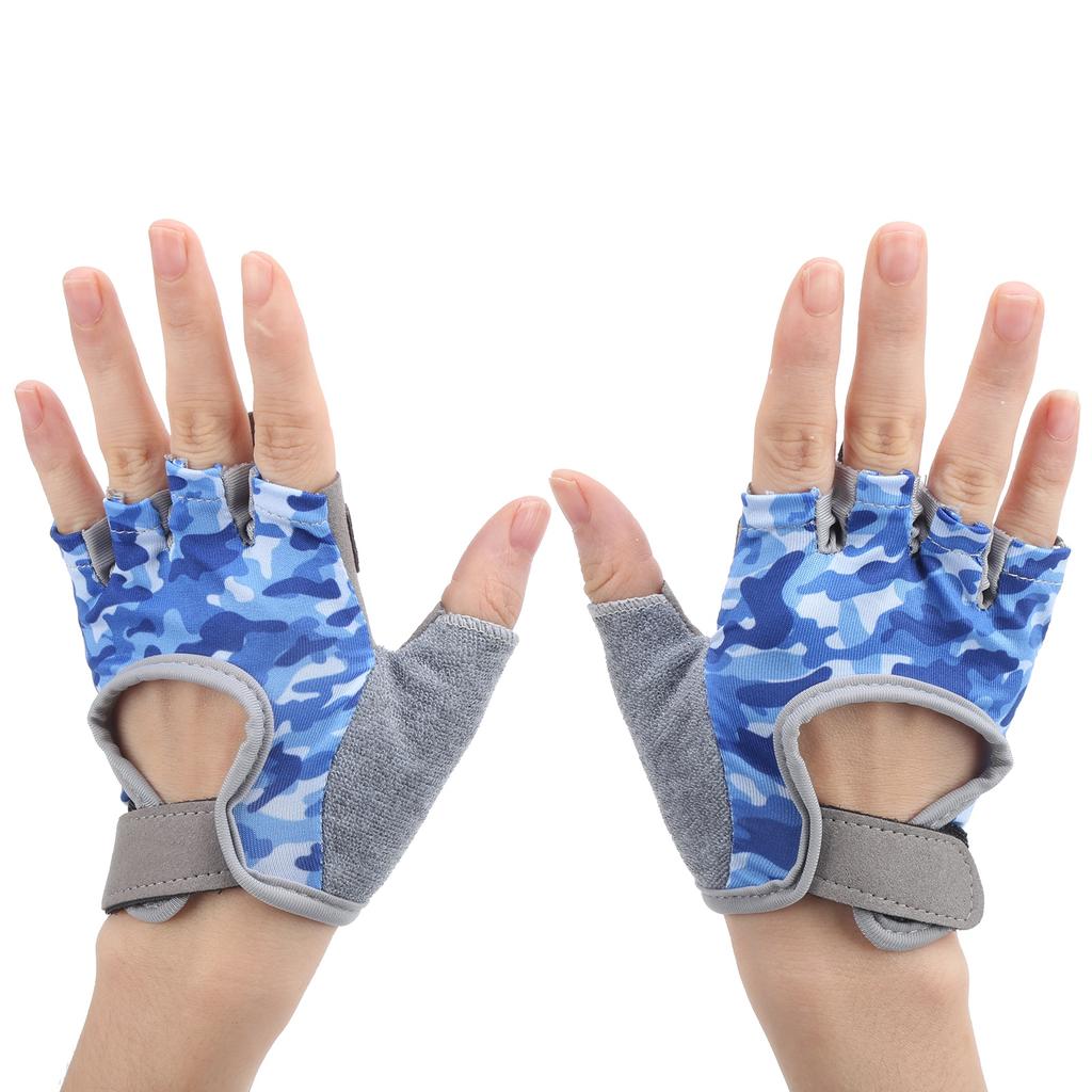 NonSlip Blue Half Finger Cycling Children S Gloves Fitness Riding Protective Equipment(XXS )