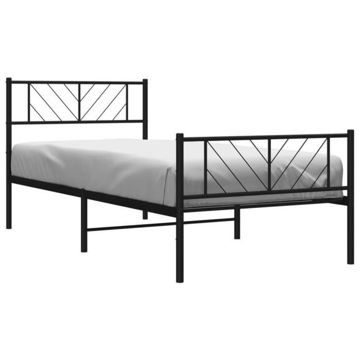 VidaXL Metal Bed Frame with Headboard-Footboard Black 107x203 Cm 372193