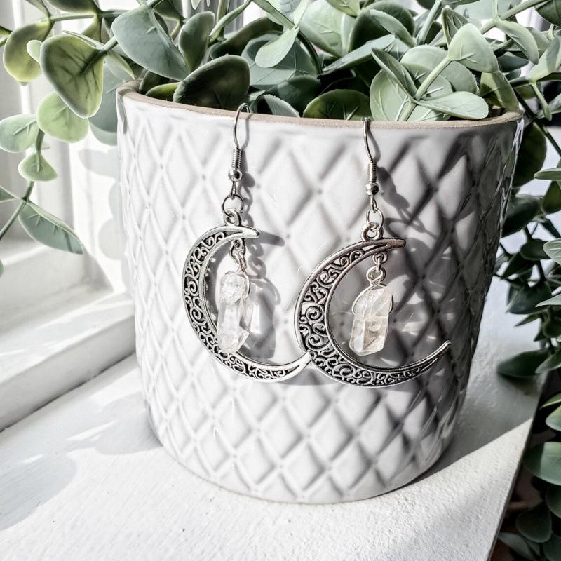 Silver Moon Amethyst Love Earrings – Perfect Gift for Girlfriend