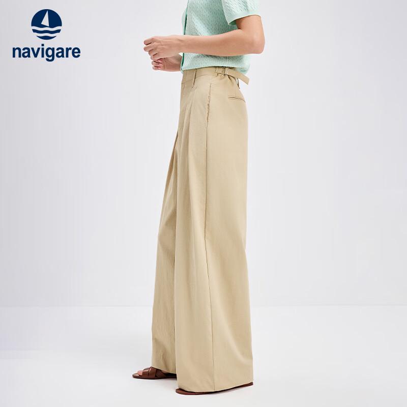 Navigare Women's Old Money Style Wide-Leg Commuter Pants