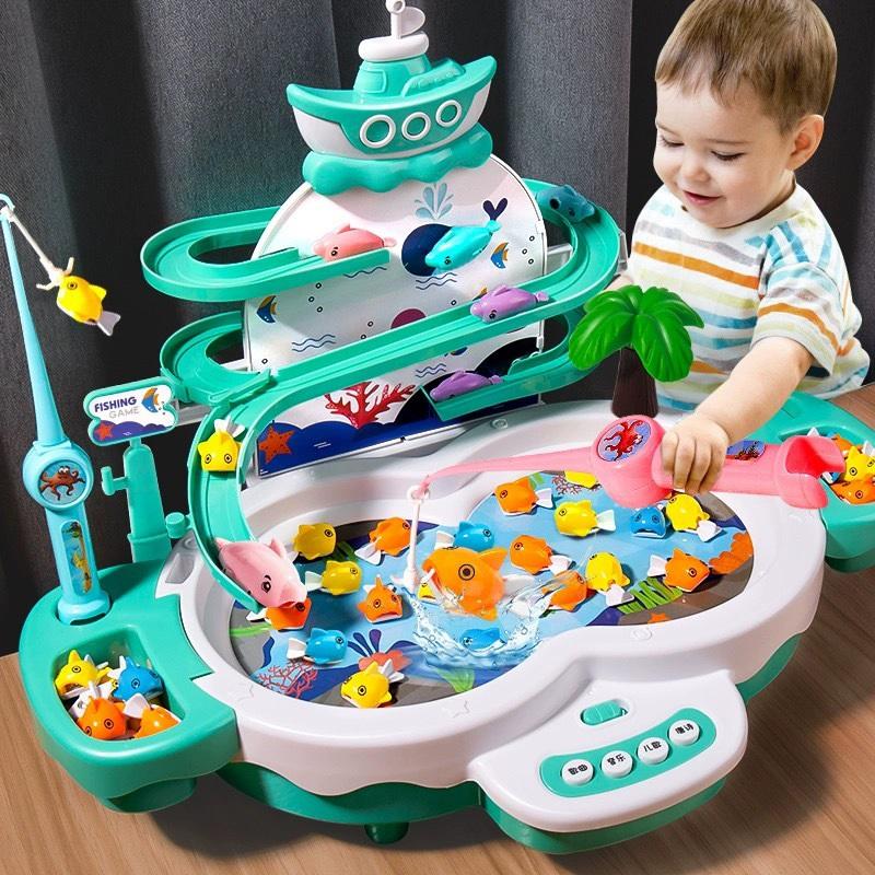 Magnetic Electric Fishing Game Toy, Musical Light Track Educational Parent-Child Interactive Toy For Kids