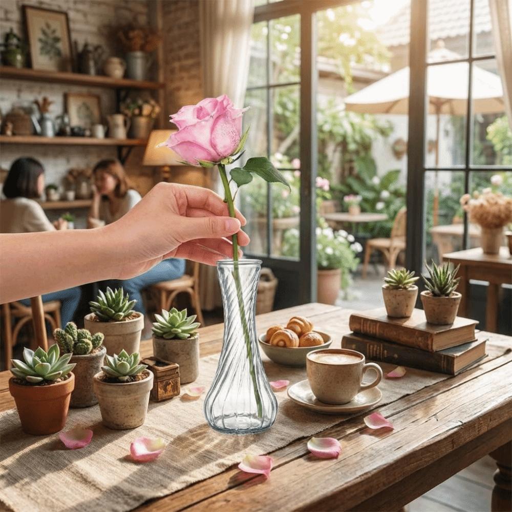 6PCS Vintage Clear Flower Vases Transparent Flower Holder Water Culture Vase  Desktop Adornment