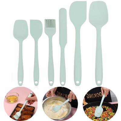 Juego de Espátulas de Silicona 6 Piezas Grado Alimenticio Antiadherentes Resistentes al Calor Espátulas Volteador Raspador de Crema para Cocinar Mezclar Herramientas de Horneado Nuevo