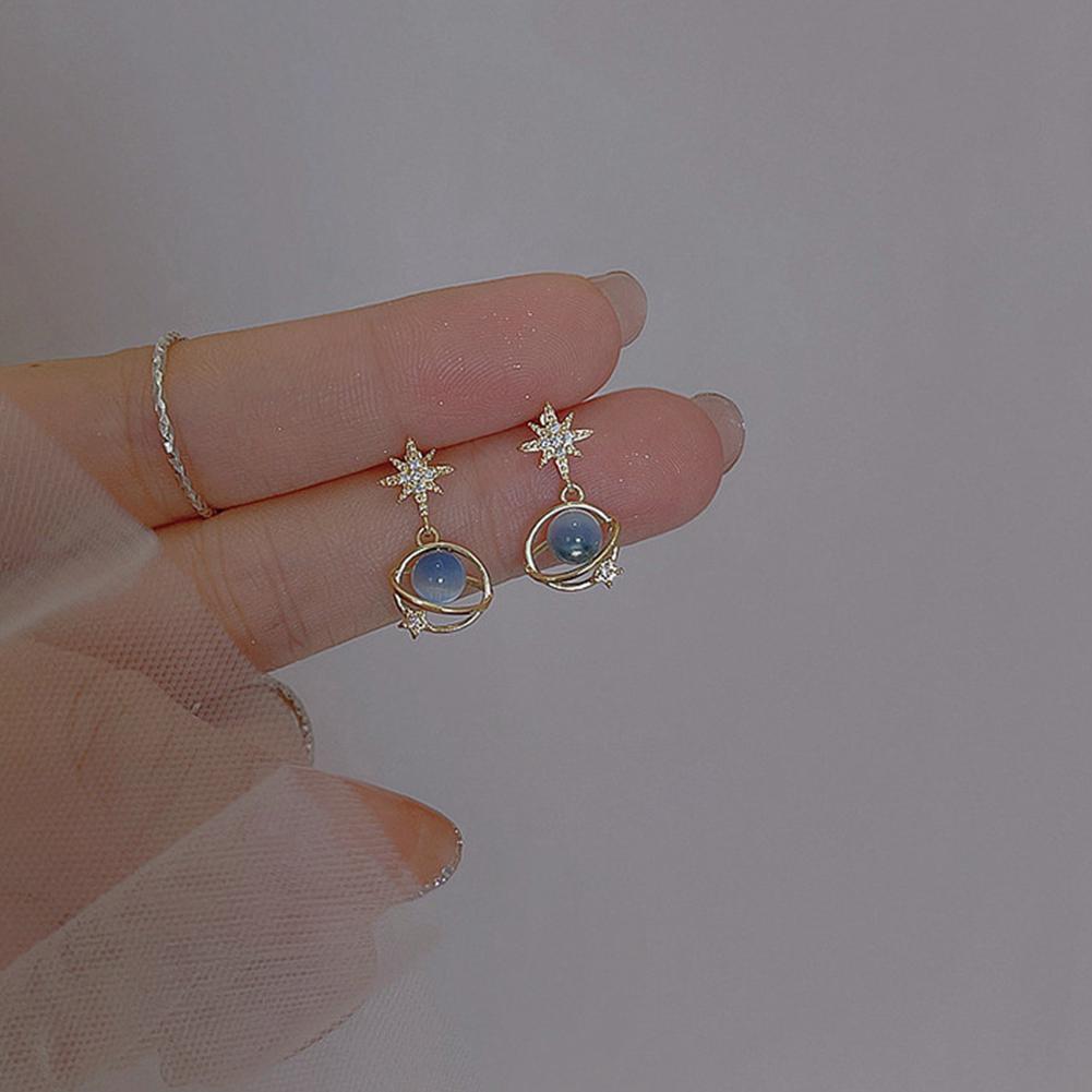 

Космическая Звездная Река Серьги Синий Опал Нишевые Уникальные Серьги-Планеты Пуссеты Женские Универсальные Украшения для Ушей