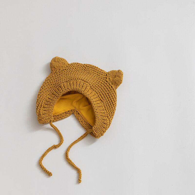 

Handmade Korean-Style Kids Wool Earflap Hat with Small Ears, for Boys & Girls – Thick, Warm Knit for Autumn/Winter 42-48CM