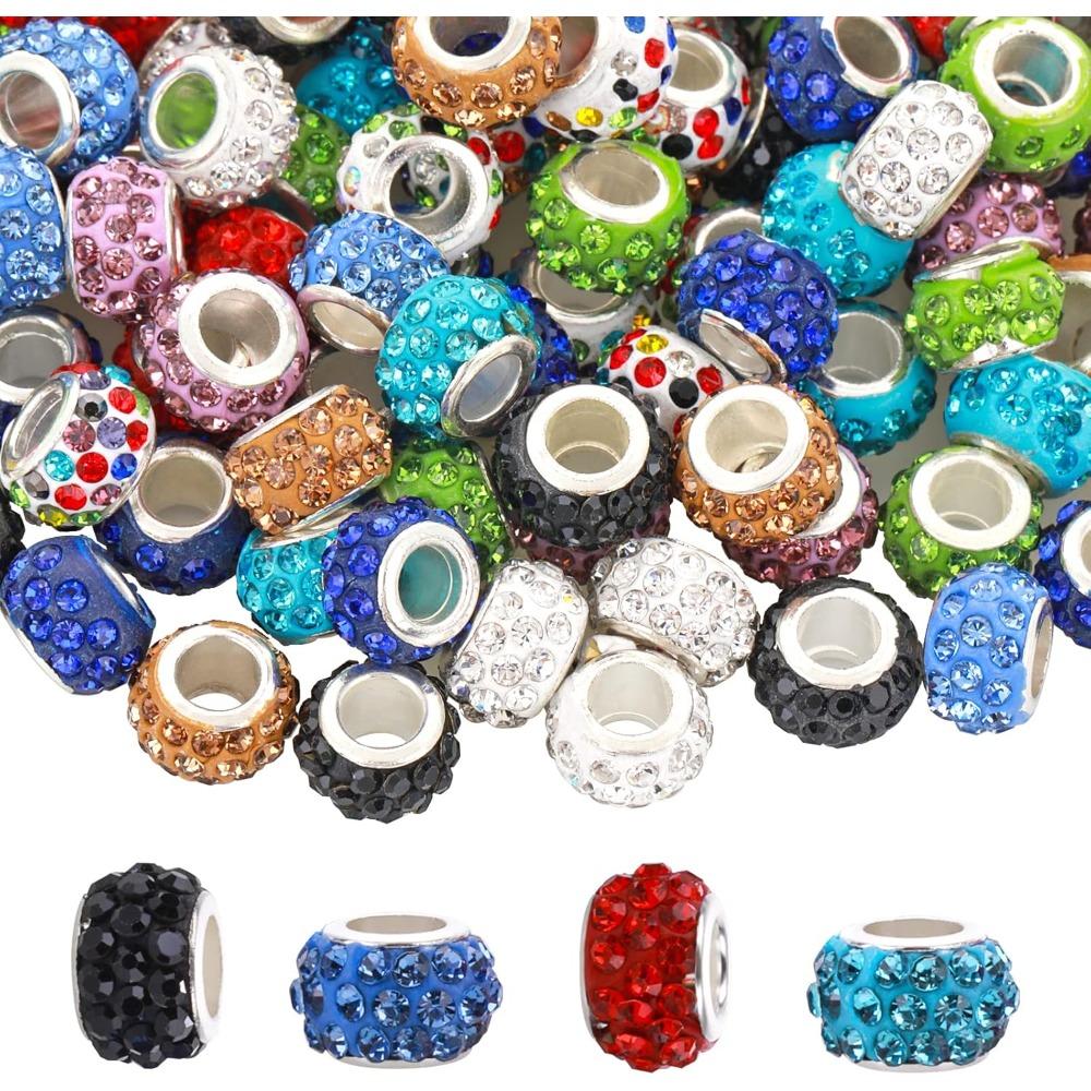 

20/50/100 шт. Европейские бусины с большими отверстиями, цветные европейские бусины, бусины из муранского стекла, хрустальные разделительные бусины для браслетов, подвесок, ювелирных изделий своими руками 20pcs белый