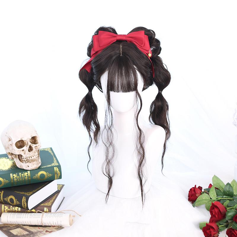 Bybrana Ladies Bangs Long Hair Big Waves Synthetic Hair Wig Daily Delolita