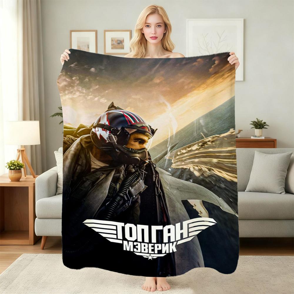 Top Gun Fighter Pilot Helmet Pattern Theme Flannel Blanket Cozy Warm Fleece Blanket For Living Room Air Conditioner Room Party Decor Great Holiday Gif