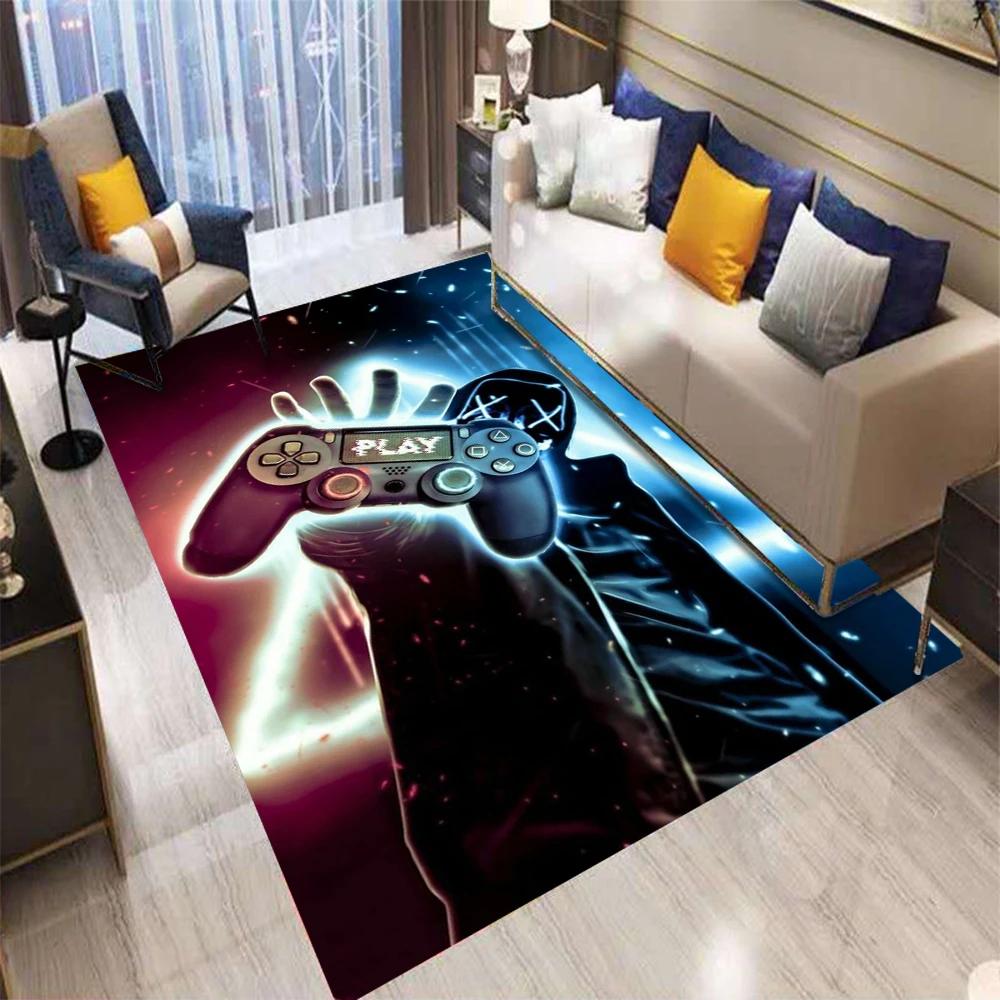 3D Abstraktní Moderní Koberec s Gamepadem, Koberec pro Obývací Pokoj Ložnici Pohovku Dekorace Vstupní Rohožka, Dětská Hra Protiskluzová Podložka na Podlahu