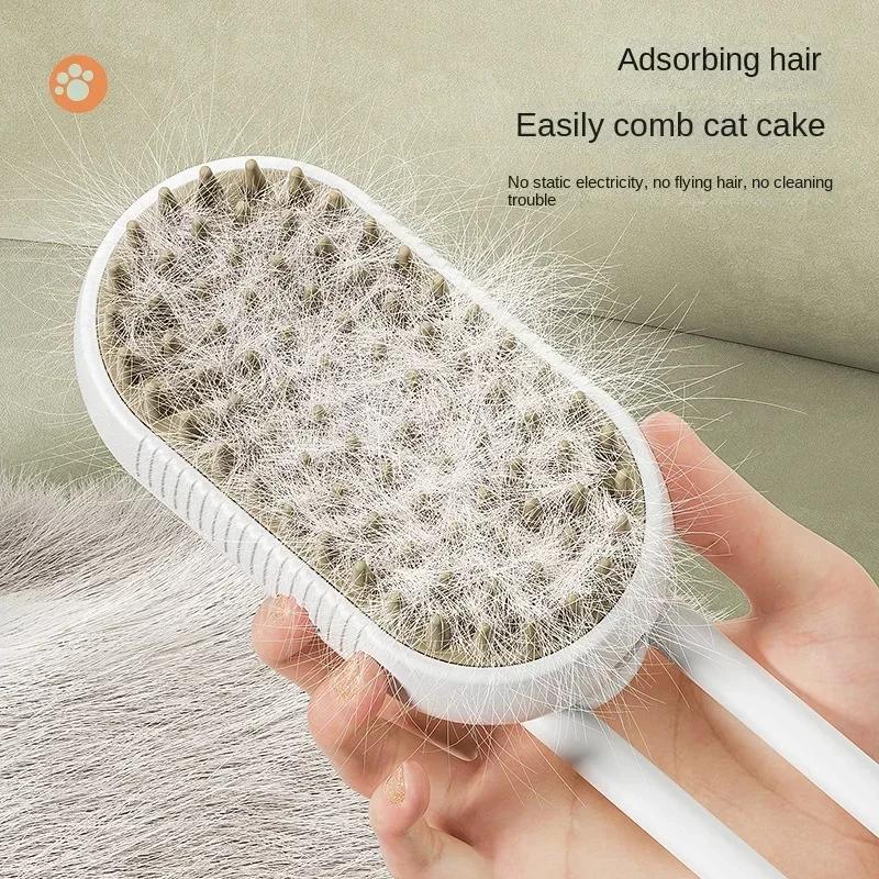 Electric Pet Spray Massage Brush 3-in-1 Steamer Comb for Dogs Cats Grooming Removing Tangled Loose Hair Anti-Static Cleaning