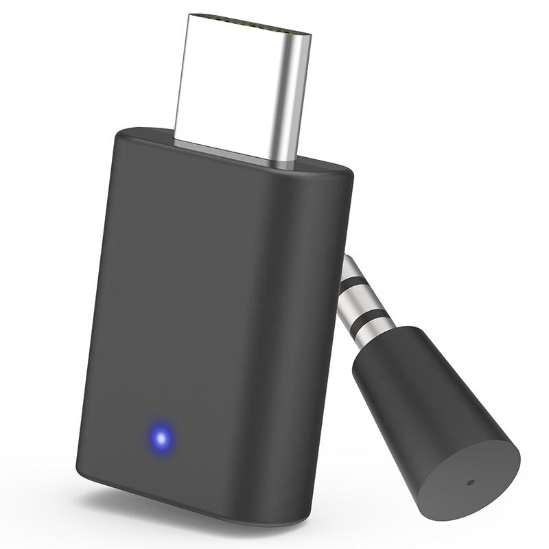VAORLO Vysílač APTX Type-C pro mobilní telefony PS5 Nintendo Podpora HD přenosu s nízkou latencí Jeden až dva s mikrofonem Plug and Play