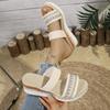 Damen Geflochtene Plateau Peep-Toe Pantoletten Bequeme Sommerschuhe