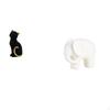 Resin Cat And Ceramic Elephant Animal Sculpture Figurine Collection for Bookshelf Living Room