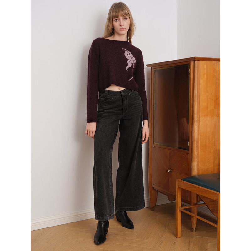 ELLE Women's High-Waist Wide-Leg Jeans