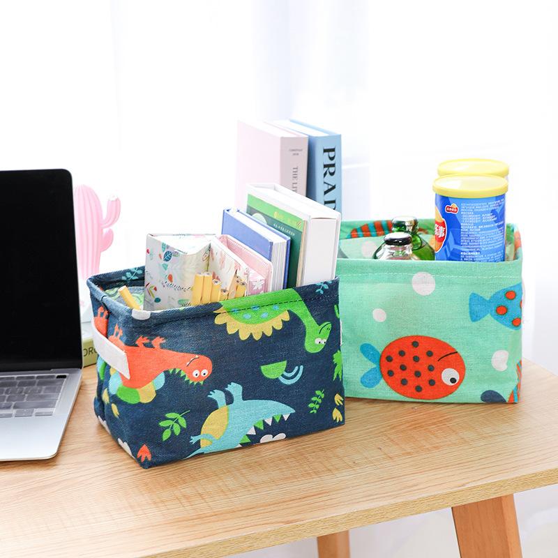 Stoff Baumwolle und Leinen Aufbewahrungskorb für Kleinkram, Schreibtisch-Organizer-Box, Aufbewahrungskorb für Kleidung, Faltbare Spielzeug-Aufbewahrungsbox
