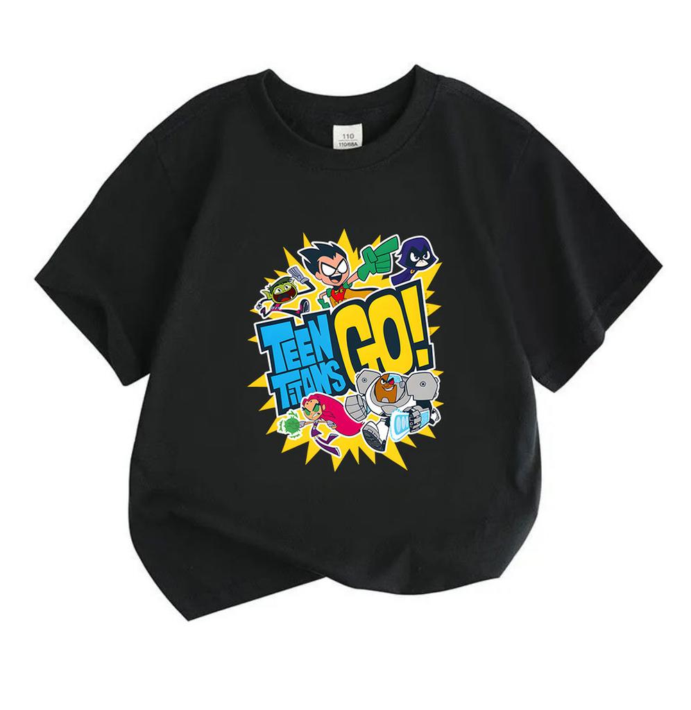 Kids Boys Girls Round Neck Short Sleeve 100% Cotton T-shirt, Cute Cartoon Super Hero Team Print Casual Summer Soft Breathable Tee for Children Daily W