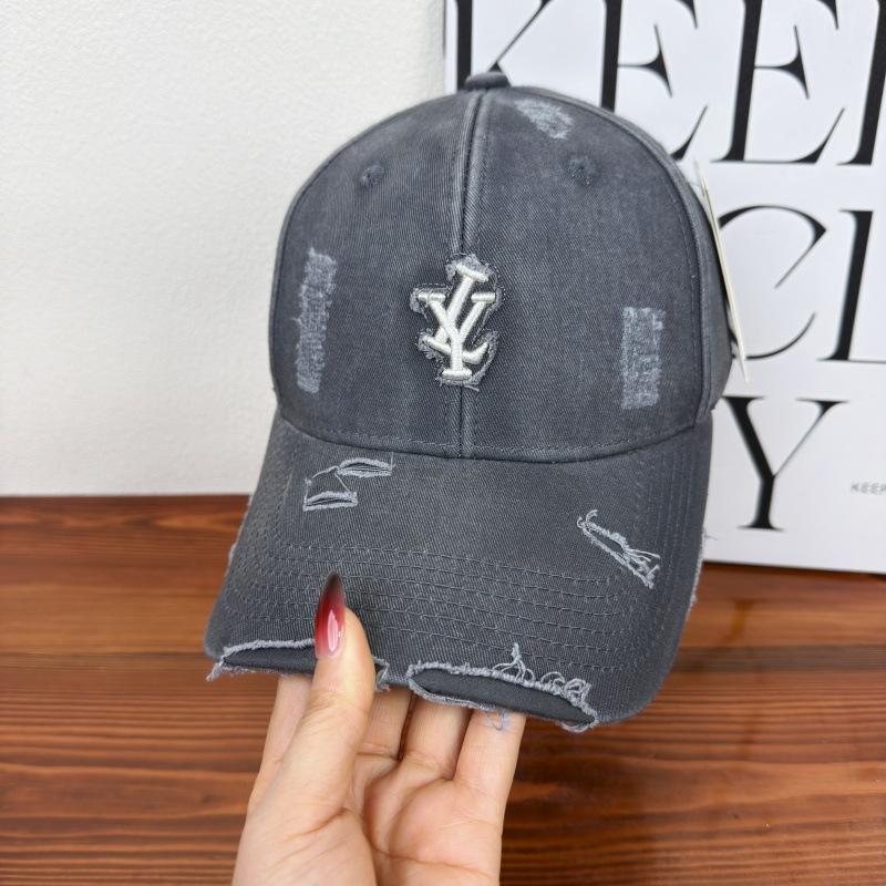 New ripped hard top letter baseball cap children wide brim big head circumference show face small versatile sun protection couple cap