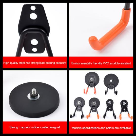 Heavy Duty Magnetic Utility Hook Strong Load-bearing PVC Anti-Slip Coating Easy Installation Garage Magnet Hook Storage Hanger